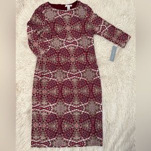 London Times signature midi dress with darts in front and back and hidden zipper